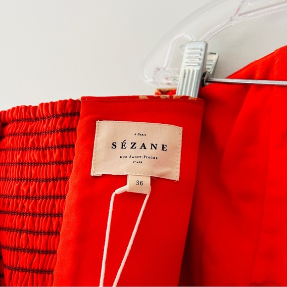 New Sezane Robe Pauline Floral Rouge Midi Dress Size 4​ - Picture 5 of 9